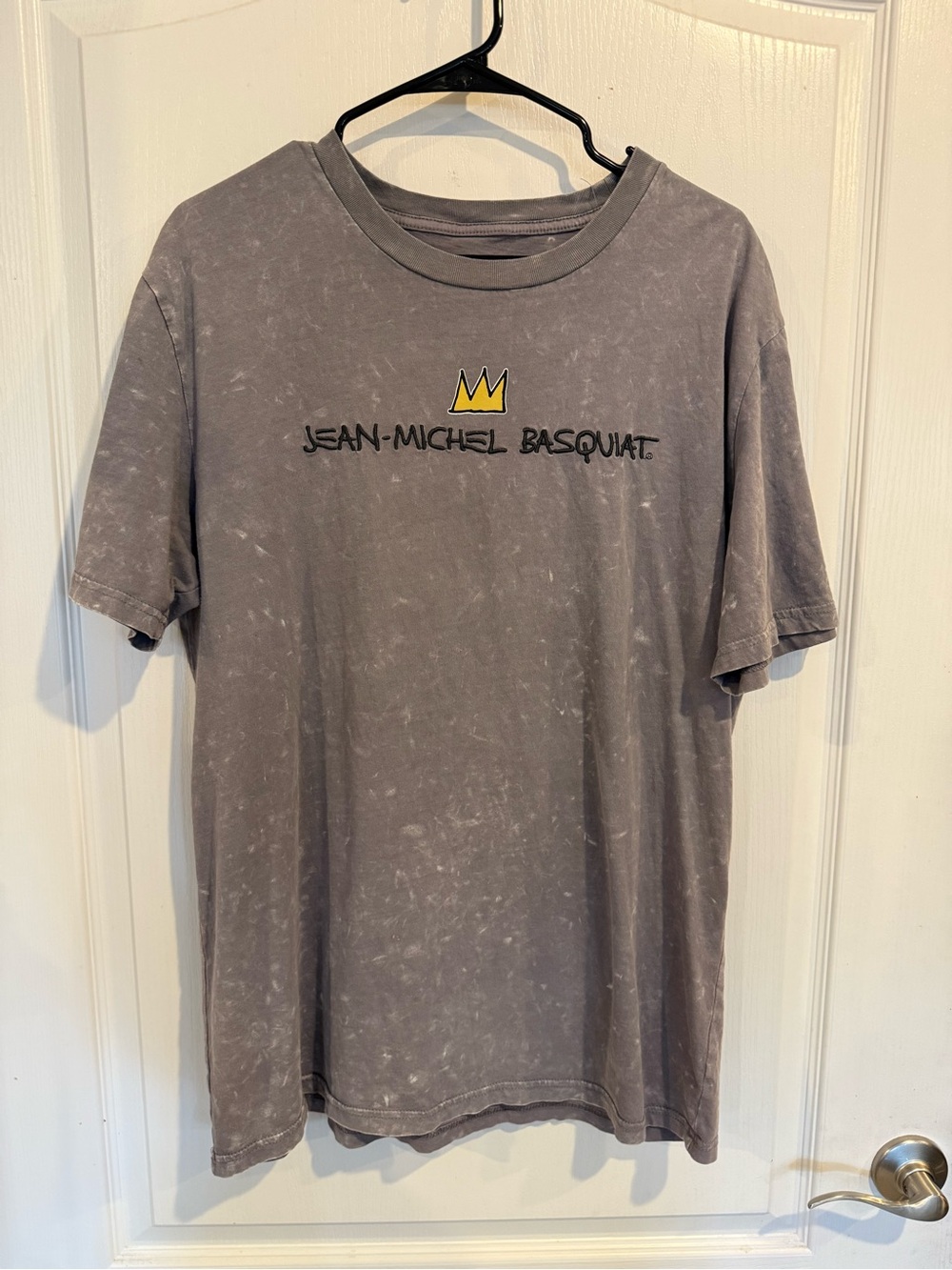 Jean-Michel Basquiat pez dinosaur Dino King T-Shirt tee Gray Unisex / mens large
